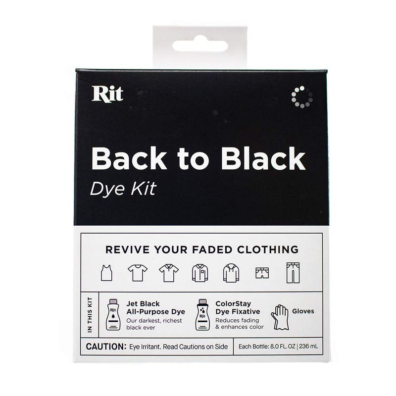 Craft County Rit Back to Black Dye Kit - Restore Your Faded Color Back to a Vibrant Black - Includes ColorStay Dye Fixative and Gloves - Image 1